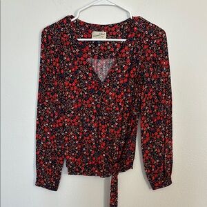 Universal Thread Floral Wrap Front Blouse  XS